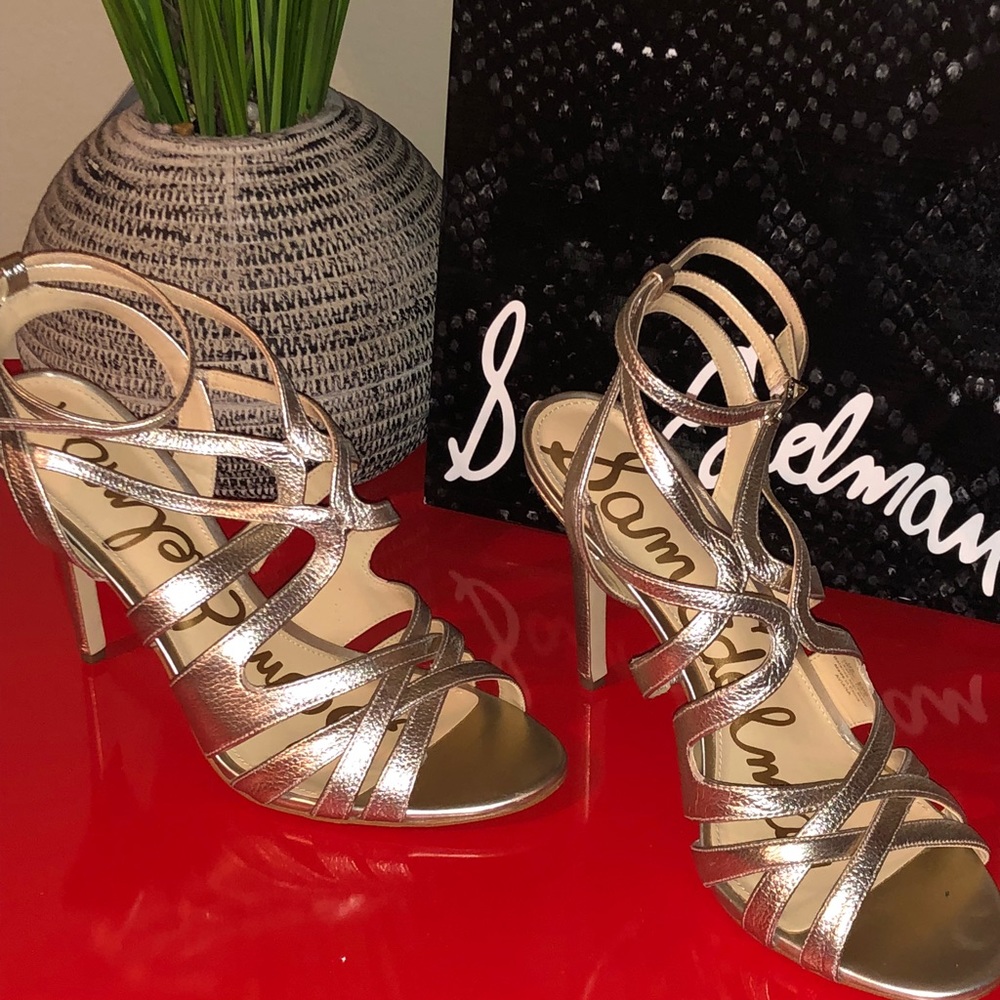 Gold metallic heels